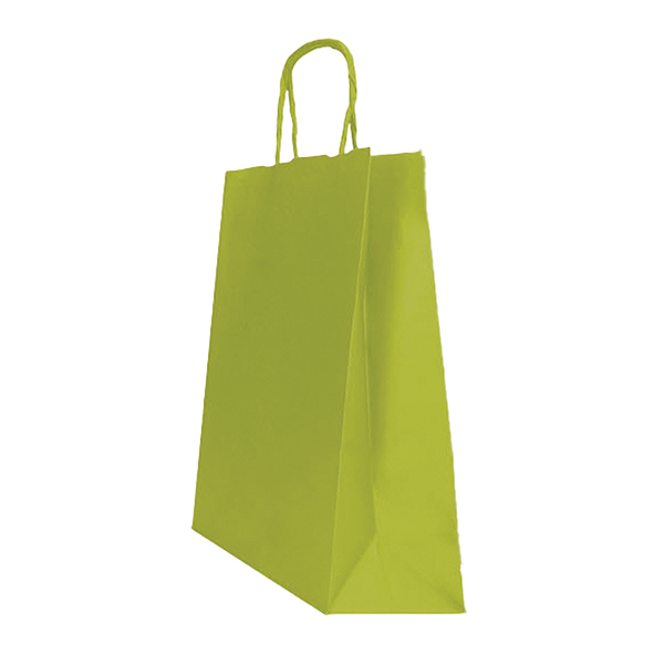 MD_105005 Shopper Twisted - maniglie cordino - 18 x 8 x 24 cm - carta kraft - verde fagiolo - Mainetti Bags - conf. 25 pezzi - immagine 1
