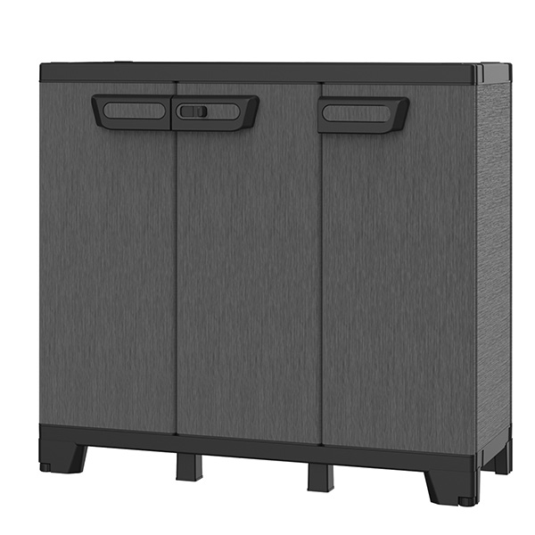 MD_105033 Armadio CAB102B ardesia - 3 ante - 102 x 39 x 93,5 cm - plastica - nero - Terry - immagine 1