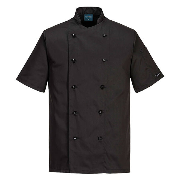 MD_105099 Giacca cuoco Kent - maniche corte - taglia L - nero - Portwest - immagine 1
