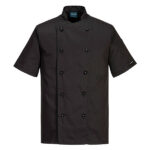 Giacca cuoco Kent - maniche corte - taglia XXL - nero - Portwest