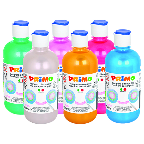 MD_105247 Tempera brillante perlata - 500ml - colori perlati assortiti - Primo - box 6 colori - immagine 1