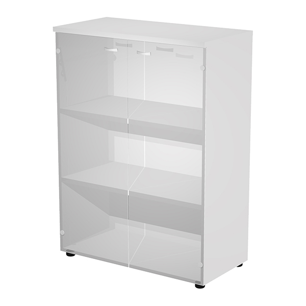 MD_105391 Armadio modulare - a 2 ante vetro - 90 x 44 x 123 cm - bianco - immagine 1