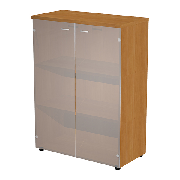 MD_105393 Armadio modulare - a 2 ante vetro - 90 x 44 x 123 cm - noce chiaro - immagine 1