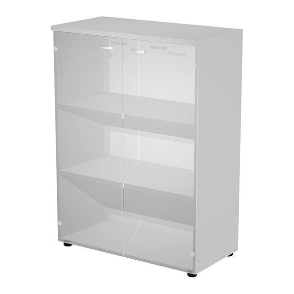 MD_105394 Armadio modulare - a 2 ante vetro - 90 x 44 x 123 cm - grigio - immagine 1