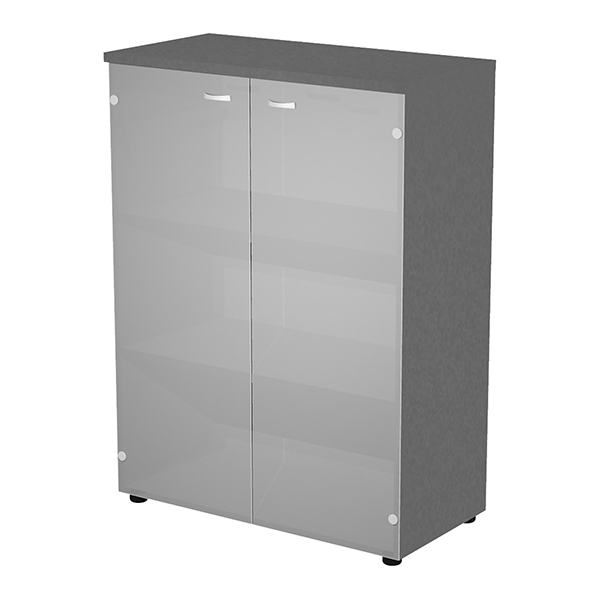 MD_105395 Armadio modulare - a 2 ante vetro - 90 x 44 x 123 cm - antracite - immagine 1