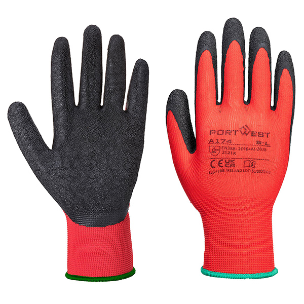 MD_105667 Guanti A174 Flex Grip - lattice - M - rosso/nero - Portwest - immagine 1