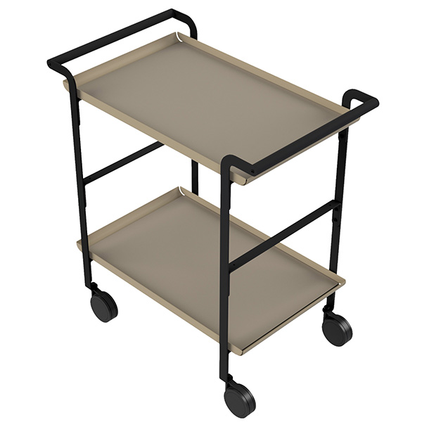 MD_105748 Carrello di servizio LINÉA - 2 ripiani sabbia + tovaglietta beige - Stilcasa - immagine 1
