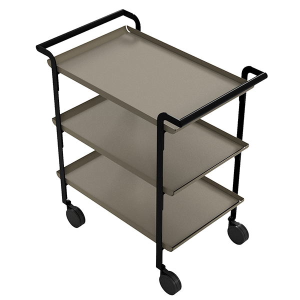 MD_105750 Carrello di servizio LINÉA - 3 ripiani sabbia + tovaglietta beige - Stilcasa - immagine 1
