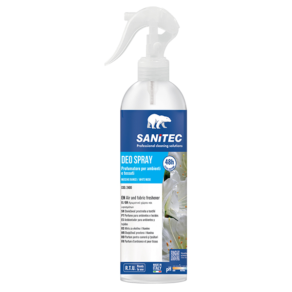 MD_105948 Profumatore Deo Spray - per ambienti e tessuti - trigger 300 ml - muschio bianco - Sanitec - immagine 1