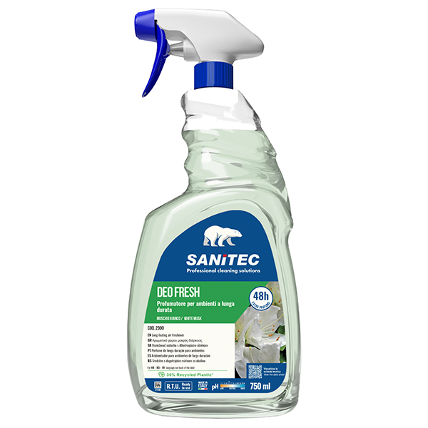 MD_105951 Profumatore Deo Fresh - per ambienti e tessuti - trigger 750 ml - muschio bianco - Sanitec - immagine 1