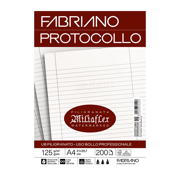 MD_36779 Foglio protocollo - A4 - uso bollo - 125 gr - Fabriano - conf. 200 pezzi - immagine 1