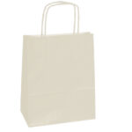 Shopper Twisted - maniglie cordino - 14 x 9 x 20 cm - carta kraft - avorio - Mainetti Bags - conf. 25 sacchetti