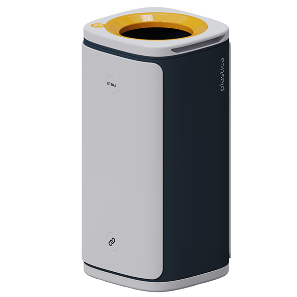 MD_98813 Cestino gettacarte Wastee - per raccolta differenziata - 60 L - Giallo - Kobra - immagine 1