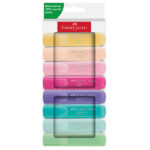Evidenziatore Textliner 46 - punta scalpello - colori assortiti pastel - Faber Castell - astuccio 8 pezzi