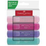 Evidenziatore Textliner 46 - punta scalpello - colori assortiti pastel - Faber-Castell - astuccio 4 pezzi