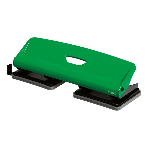 MD_102194 Perforatore 740 - max 25 fogli - 4 fori fissi - verde - Lebez - immagine 1