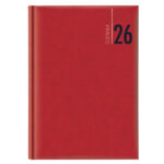 Agenda giornaliera 2027 - copertina in carta imbottita - 14,5 x 20,5 cm - rosso