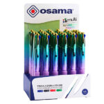 Penna a sfera scatto multifunzione 4 Multi Color - Rainbow pastel - colori assortiti - Osama - expo 24 pezzi