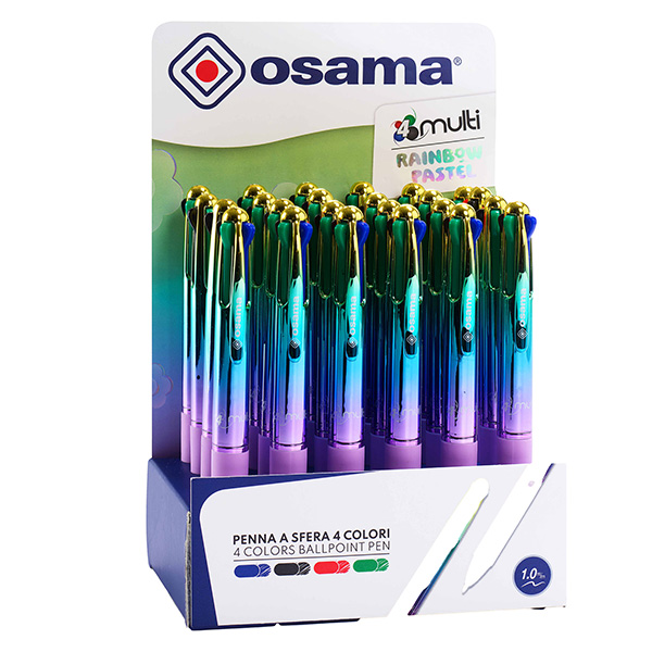 MD_103475 Penna a sfera scatto multifunzione 4 Multi Color - Rainbow pastel - colori assortiti - Osama - expo 24 pezzi - immagine 1