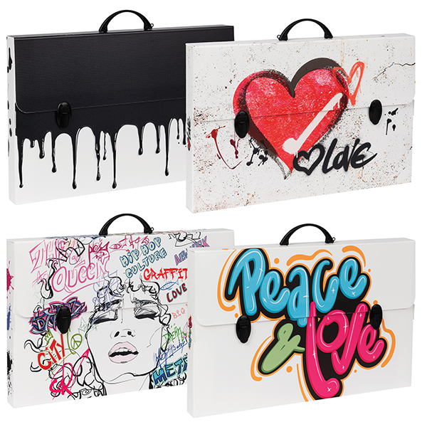 MD_106140 Valigetta polionda Grafitti - 36,5 x 56,5 cm - dorso 5,5 cm - fantasie assortite - Favorit - immagine 1