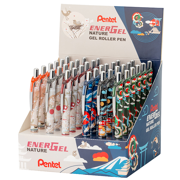 MD_106165 Roller Energel Nature - punta 0,7 mm - inchiostro nero - fusto fantasie assortite - Pentel - expo 36 pezzi - immagine 1