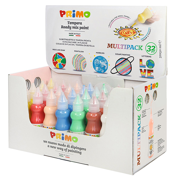 MD_106171 Tempera base d'acqua - 50 ml - colori assortiti - Primo - box 32 pezzi - immagine 1