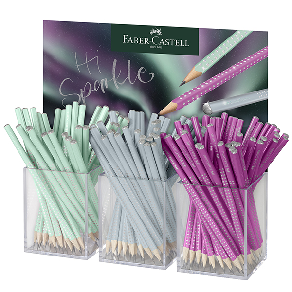 MD_106185 Matite grafite Sparkle Aurora - colori assortiti - Faber-Castell - expo da 144 pezzi - immagine 1