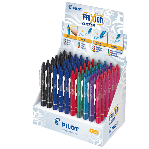 MD_66502 Penna sfera a scatto Frixionball Clicker - punta 0,7 mm - colori assortiti - Pilot - expo 60 pezzi - immagine 1
