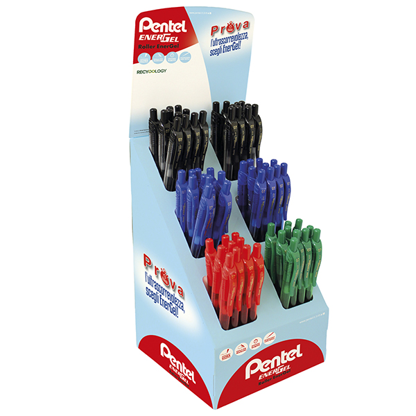 MD_87298 Roller Energel X - a scatto - 0,7 mm - Pentel - expo 60 pezzi - immagine 1