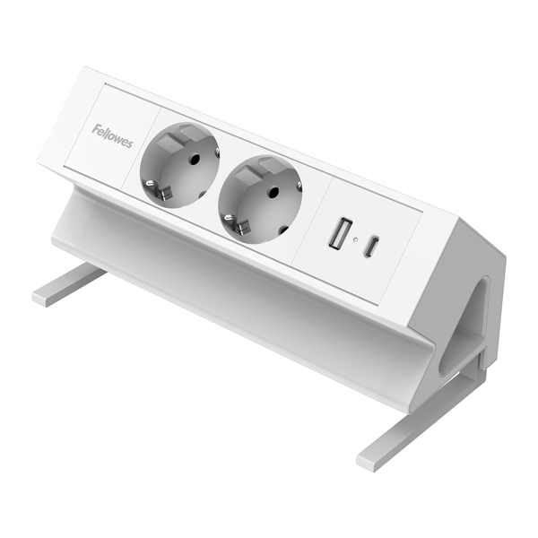 MD_106238 Power desk 2 Type F - bianco - Fellowes - immagine 1