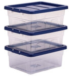Contenitore multiuso Bankers Box - 32 x 40 x 17 cm - 15 L - PP - con coperchio blu - trasparente - Fellowes - immagine 3