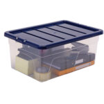 Contenitore multiuso Bankers Box - 37 x 56 x 25 cm - 38 L - PP - con coperchio blu - trasparente - Fellowes - immagine 2