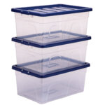 Contenitore multiuso Bankers Box - 37 x 56 x 25 cm - 38 L - PP - con coperchio blu - trasparente - Fellowes - immagine 3