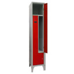 Armadio spogliatoio in metallo salvaspazio - a 2 ante a L - 40 x 50 x 195 cm - grigio/rosso - Fasma - immagine 2