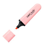 Evidenziatore Flat  - punta a scalpello - tratto da 1,2mm-4,6mm - colori assortiti pastel - Bic - astuccio 4 pezzi - immagine 3
