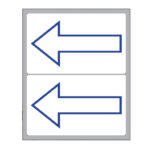 Etichette adesive - in carta - permanenti - 115 x 70 mm - 2 et/fg - 10 fogli - simbolo freccia blu (alto) - bianco - Markin - immagine 2