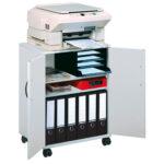 Mobiletto Multifunzione 74/53 - con ante alte e ruote - 4 ripiani - 52,8 x 40 x 73,7 cm - grigio - Durable - immagine 2