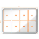 Bacheca per interni - fondo magnetico bianco - 8 fogli A4 - orizzontale - Nobo - immagine 3
