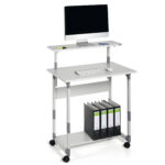 Pc Workstation System 80 VH - con ruote - 3 ripiani - 80 x 56,4 x 92/122 cm - grigio - Durable - immagine 2