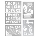 Stencil trasparenti assortiti (lettere, numeri, forme) - 32 x 22 cm - Securit - set 6 pezzi - immagine 2