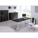 Scrivania direzionale Prestige Metal - 210 x 90 x 74 cm - nero venato - immagine 2