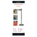 Colonnina segnapercorso cromata - altezza 100 cm - nastro retrattile nero da 210 cm - Securit - immagine 2