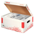 Scatola container Speedbox - Small - 25,2 x 35,5cm -  dorso 19,3 cm - bianco e rosso - Esselte - immagine 2