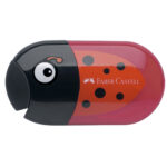 Temperamatite Animals con contenitore - 2 fori - con serbatoio e gomma assortiti - Faber-Castell - immagine 2