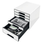 Cassettiera Drawer Cabinet Cube 5 - 28,7 x 27 x 36,3 cm - bianco - Leitz - immagine 2