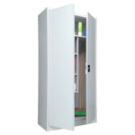 Armadio porta scope in metallo ad 2 ante battenti - 4 ripiani fissi - 90x41x181,5 cm - grigio - Bertesi - immagine 2