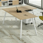 Allungo DX/SX per scrivanie Skinny Metal - 60 x 80 x H 74,4 cm - bianco / rovere - immagine 2