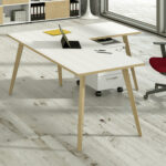 Scrivania Woody - 160 x 80 x H 74,4 cm - rovere / bianco - immagine 2