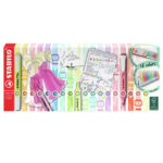 Evidenziatore Swing Cool Pastel - punta a scalpello - tratto 1 - 4 mm - colori assortiti - Stabilo - deskset 18 pezzi - immagine 3