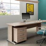 Scrivania Operativa Agorà Basic - fianchi a L melaminico - 140 x 80 x H 73 cm - rovere - immagine 2